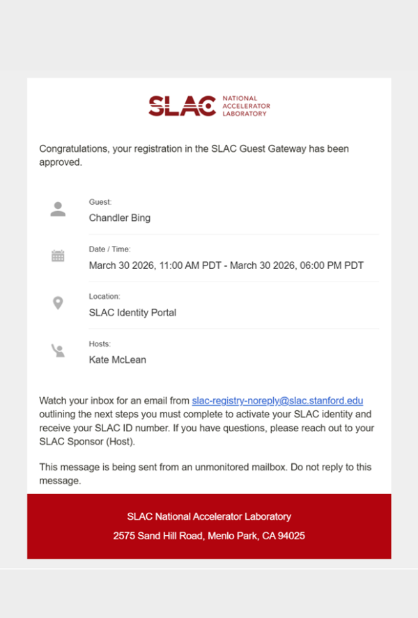 Registration approval email